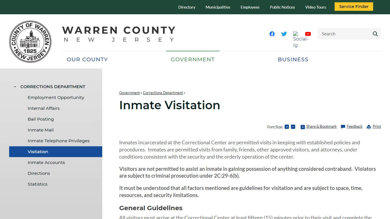 Inmate Visitation | Warren County, NJ